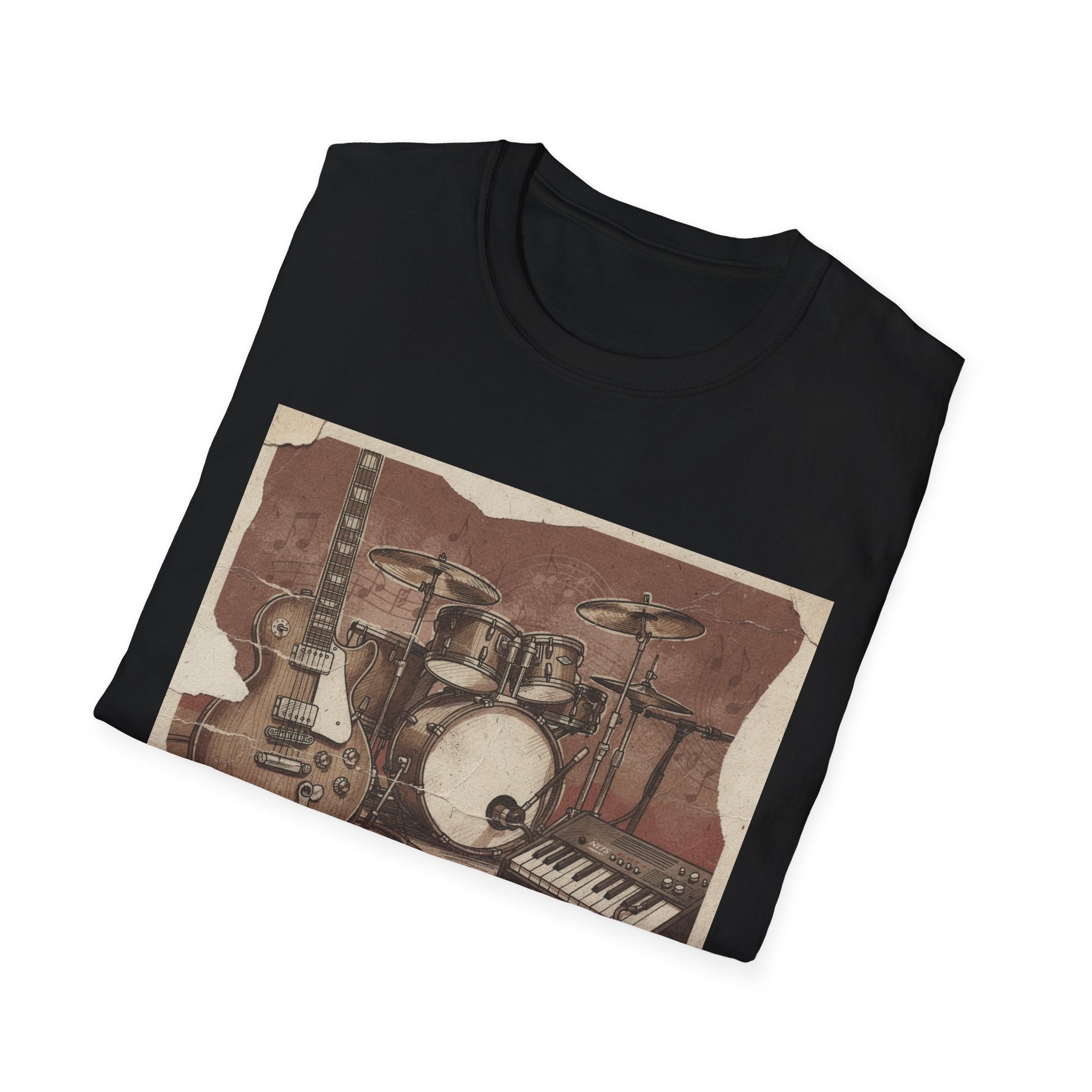 Live Loud Band T-Shirt — Vintage Music Guitar Drum Keyboard Tee