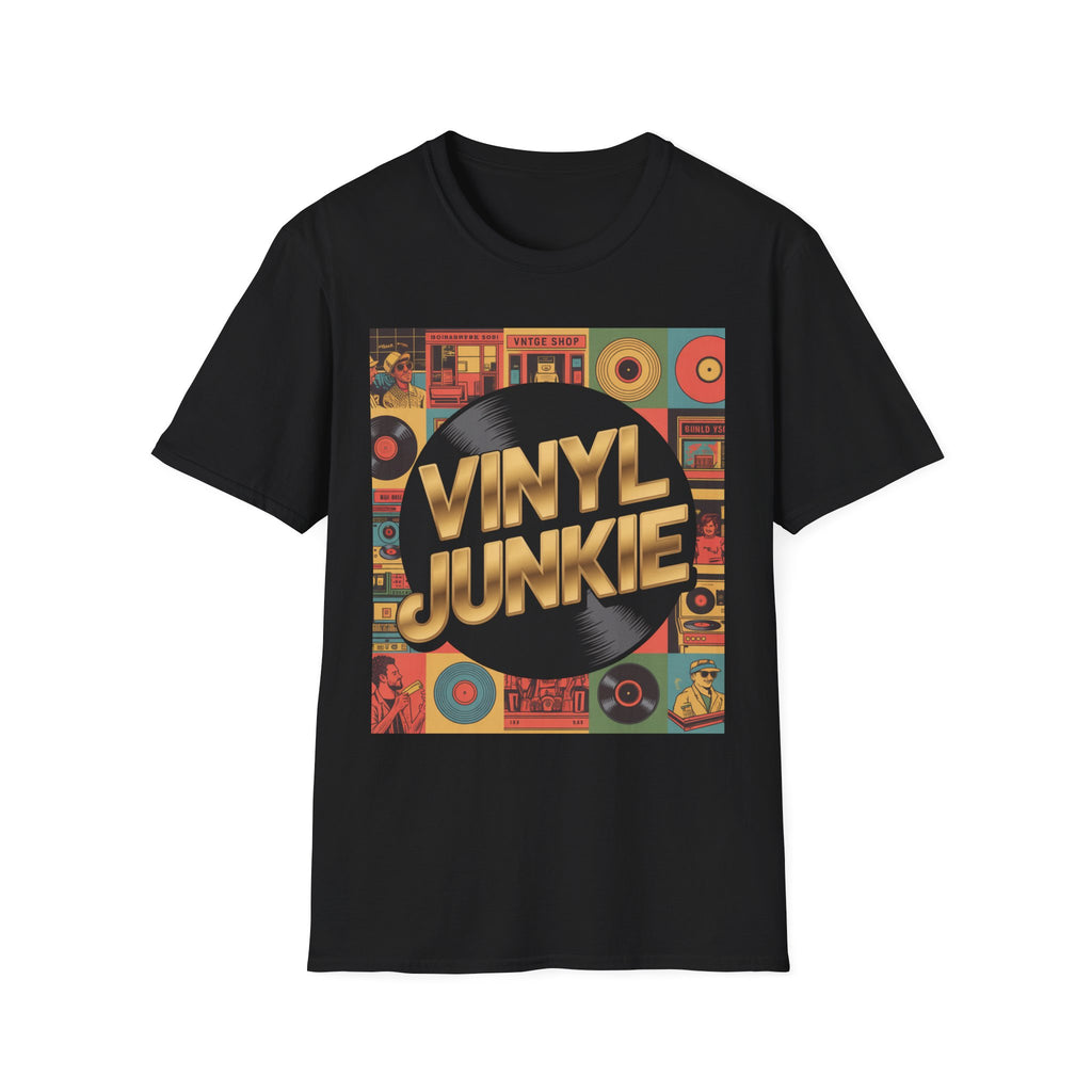 Vinyl Junkie T-Shirt — Retro Record Lover Tee