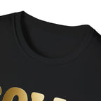 Solid T-Shirt — Gold Retro Letter Graphic Tee