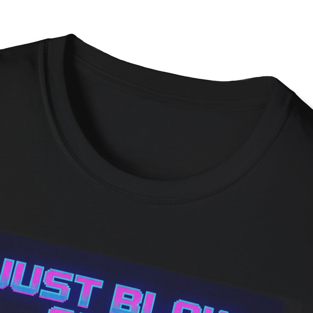 Retro 'Just Blow On It' T-Shirt — Vintage Cassette & Cartridge Gaming Tee