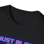 Retro 'Just Blow On It' T-Shirt — Vintage Cassette & Cartridge Gaming Tee