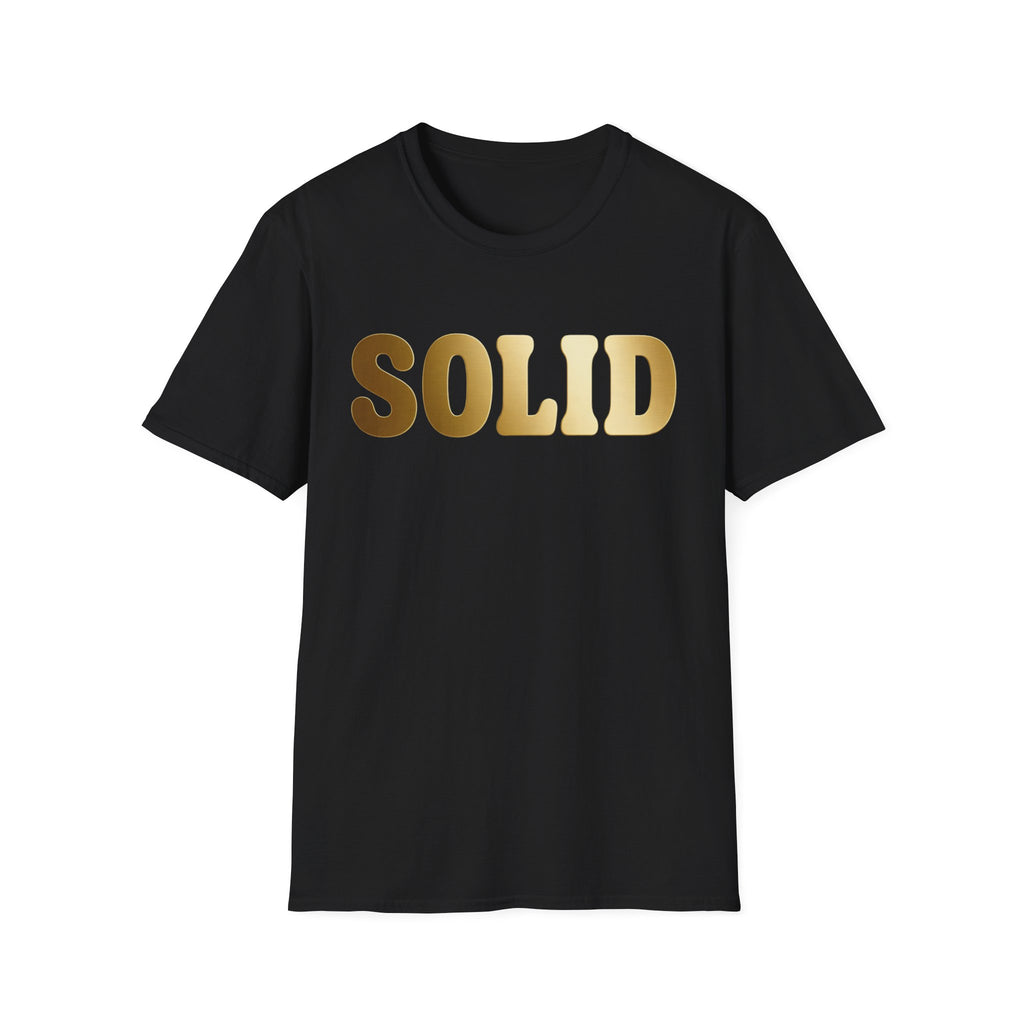 Solid T-Shirt — Gold Retro Letter Graphic Tee