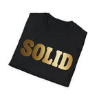 Solid T-Shirt — Gold Retro Letter Graphic Tee